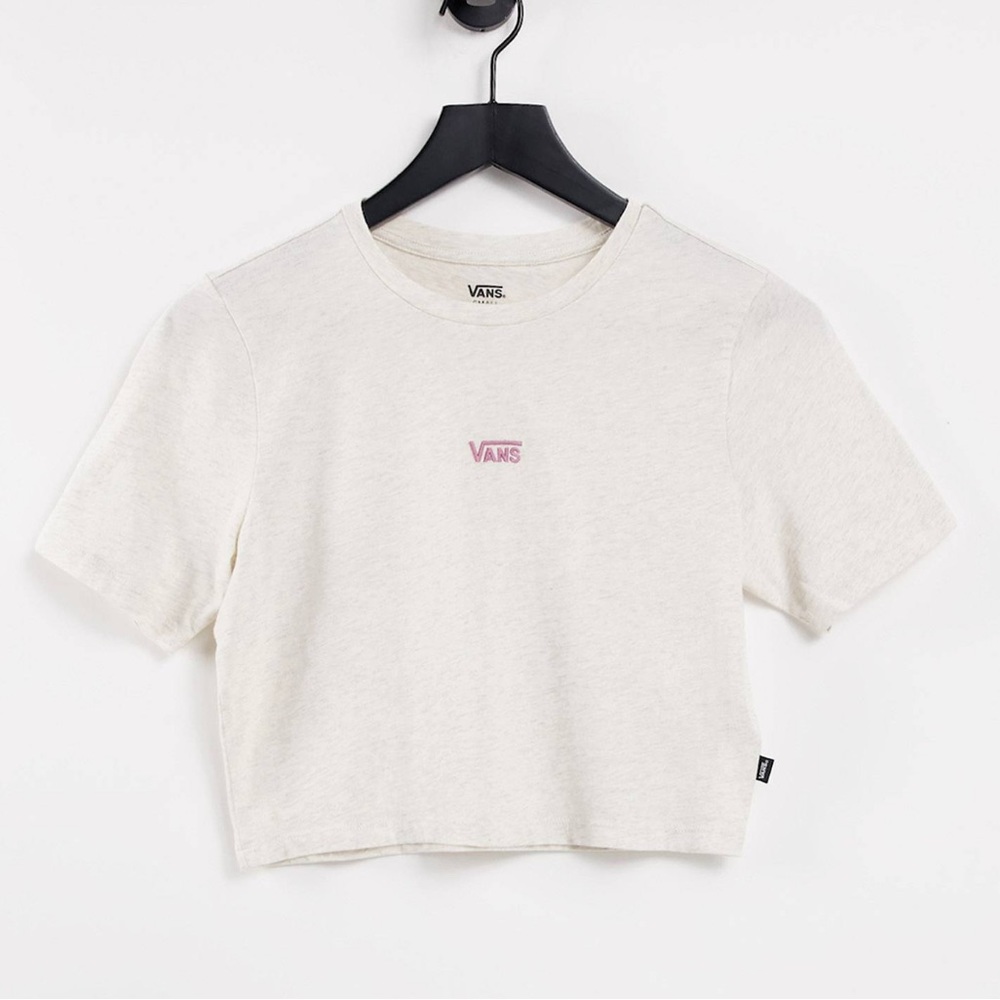 X Vans Flying V Sport Cropped T-Shirt In Oatmeal
